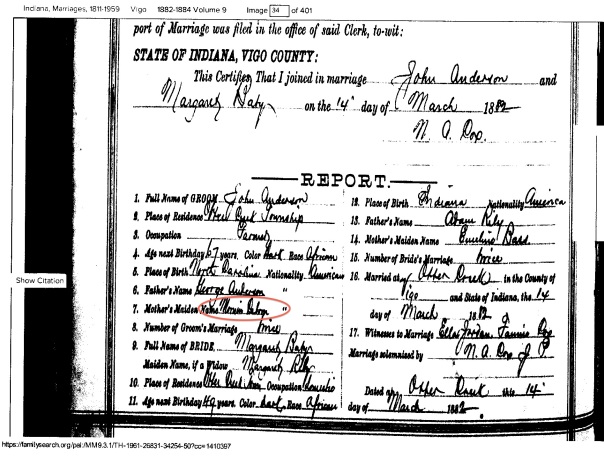 John Anderson marriage record